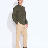 BLYTHE | relaxed fit long sleeve knit shirt  | dark olive