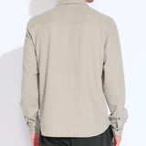 BLYTHE | relaxed fit long sleeve knit shirt  | light taupe