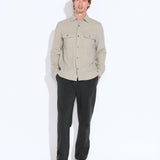 BLYTHE | relaxed fit long sleeve knit shirt  | light taupe