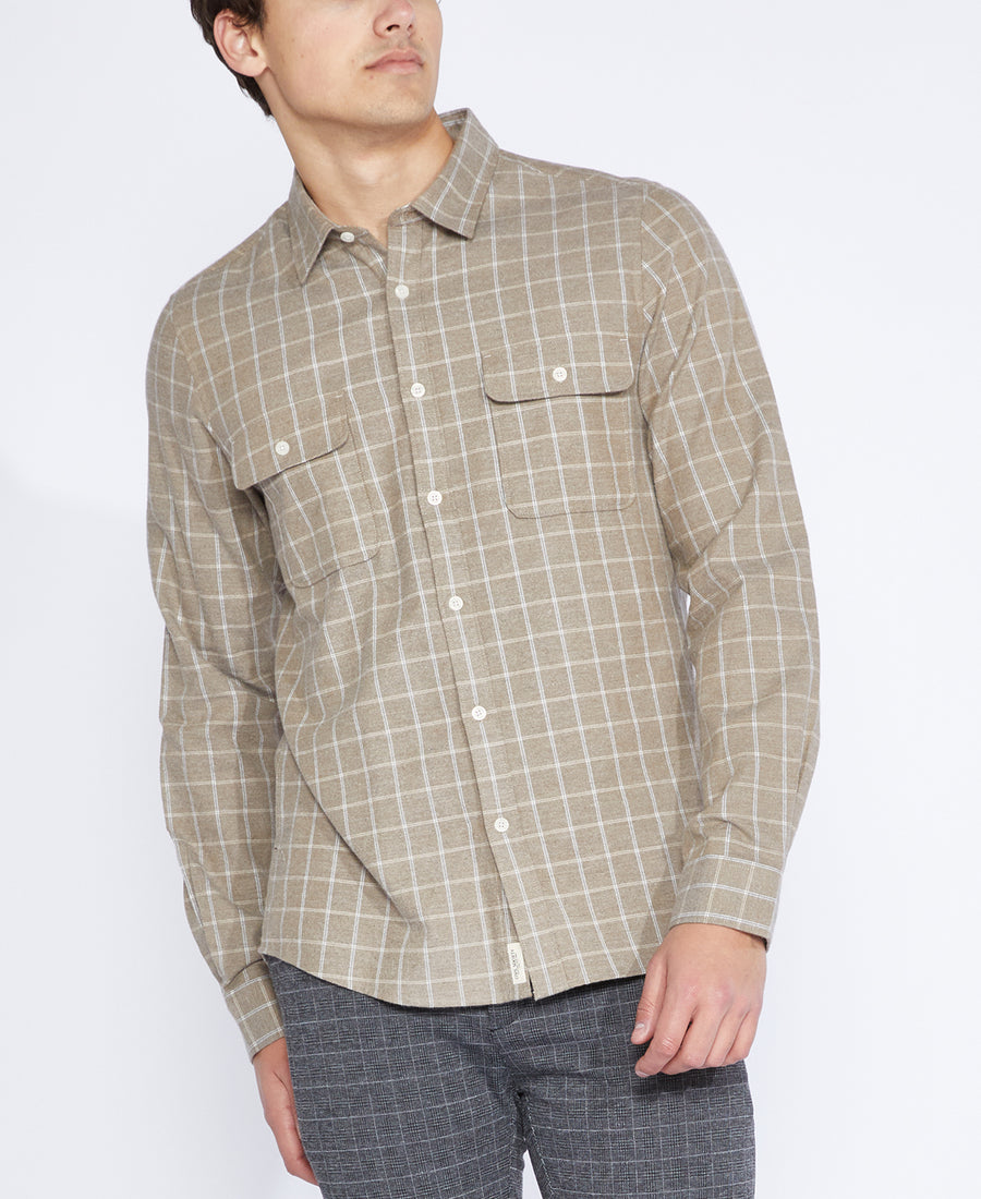 Enzo Flannel Shirt (Heather Taupe)