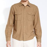 LINWOOD | relaxed fit long sleeve western shirt | mocha