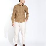 LINWOOD | relaxed fit long sleeve western shirt | mocha