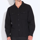 BANGOR | relaxed fit long sleeve camp shirt | black