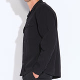 BANGOR | relaxed fit long sleeve camp shirt | black