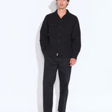 BANGOR | relaxed fit long sleeve camp shirt | black
