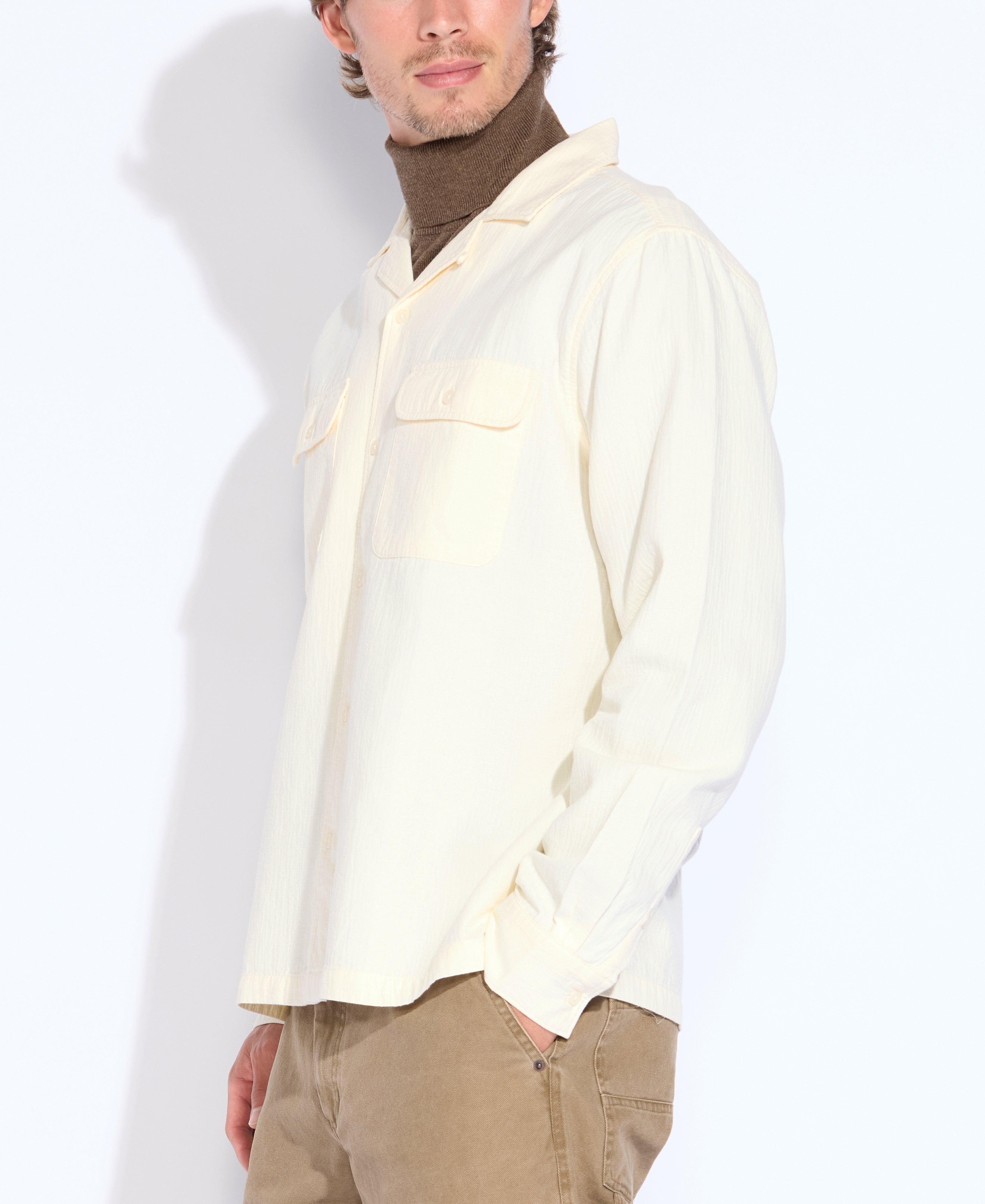 BANGOR | relaxed fit long sleeve camp shirt | cream