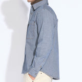 RIVERTON | relaxed fit long sleeve work shirt | indigo stripe