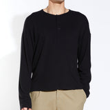 ELLIS | oversized fit long sleeve henley | black