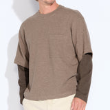 PLATTE | relaxed fit long sleeve layered tee | coffee