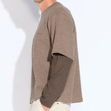 PLATTE | relaxed fit long sleeve layered tee | coffee