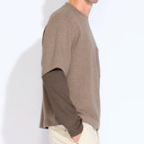 PLATTE | relaxed fit long sleeve layered tee | coffee