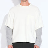PLATTE | relaxed fit long sleeve layered tee | white
