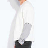 PLATTE | relaxed fit long sleeve layered tee | white