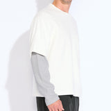 PLATTE | relaxed fit long sleeve layered tee | white