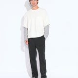 PLATTE | relaxed fit long sleeve layered tee | white
