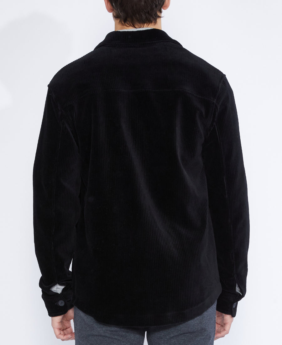 Durbin Relaxed Corduroy Shirt Jacket (Black)