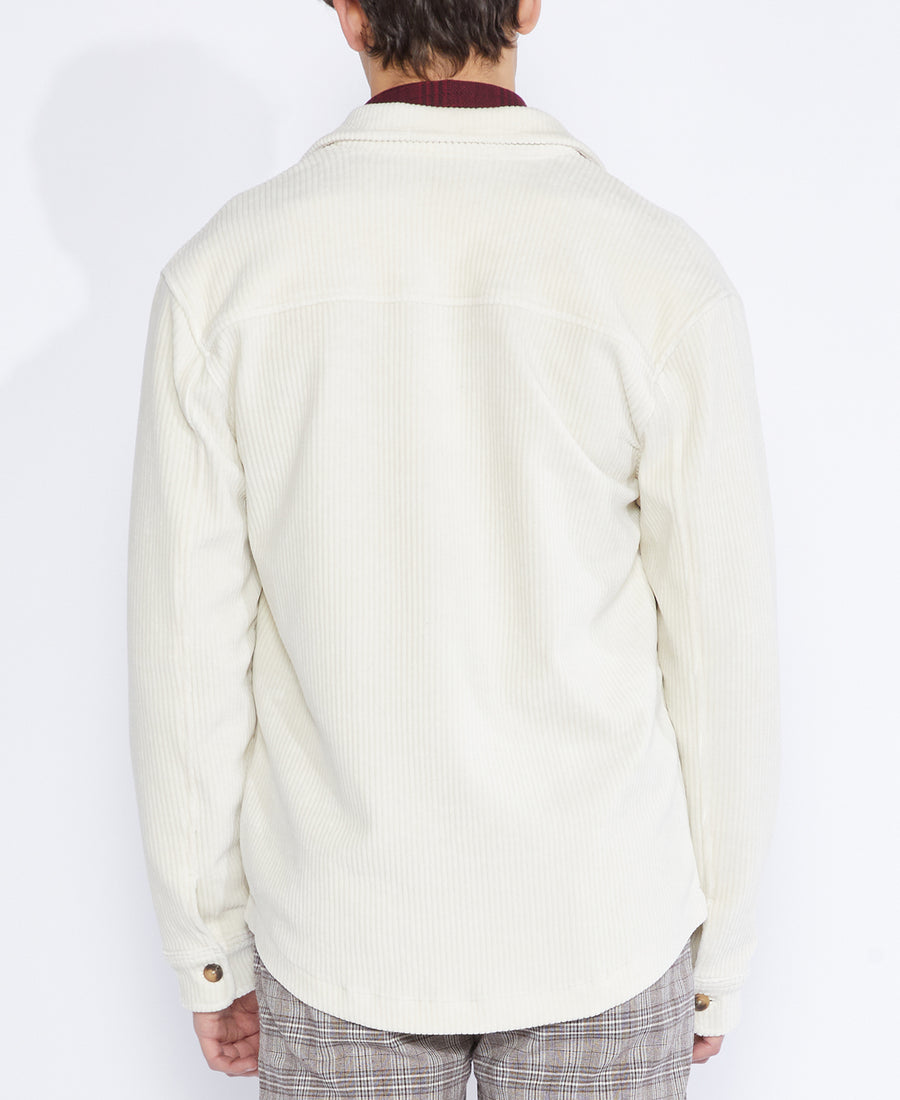 Durbin Relaxed Corduroy Shirt Jacket (Cream)
