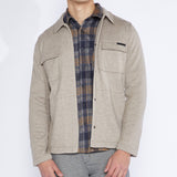 COLE | piqué knit shirt jacket | heather khaki