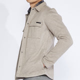 COLE | piqué knit shirt jacket | heather khaki