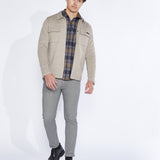 COLE | piqué knit shirt jacket | heather khaki