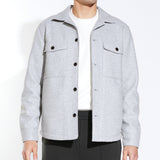GRISSOM | relaxed fit shirt jacket | heather gray