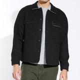 JASPER | boxy cropped shirt jacket | heather black