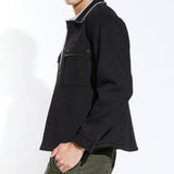 JASPER | boxy cropped shirt jacket | heather black