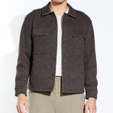 JASPER | boxy cropped shirt jacket | heather dark brown