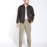 JASPER | boxy cropped shirt jacket | heather dark brown