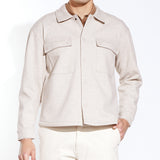 JASPER | boxy cropped shirt jacket | heather stone