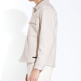 JASPER | boxy cropped shirt jacket | heather stone
