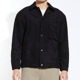 ANSEL | boxy fit sueded shirt jacket | black