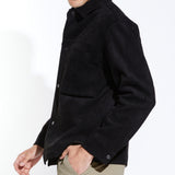 ANSEL | boxy fit sueded shirt jacket | black
