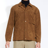 ANSEL | boxy fit sueded shirt jacket | gingerbread