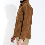 ANSEL | boxy fit sueded shirt jacket | gingerbread