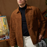 ANSEL | boxy fit sueded shirt jacket | gingerbread