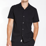 SARDINIA | piqué knit resort shirt | black