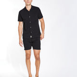 SARDINIA | piqué knit resort shirt | black