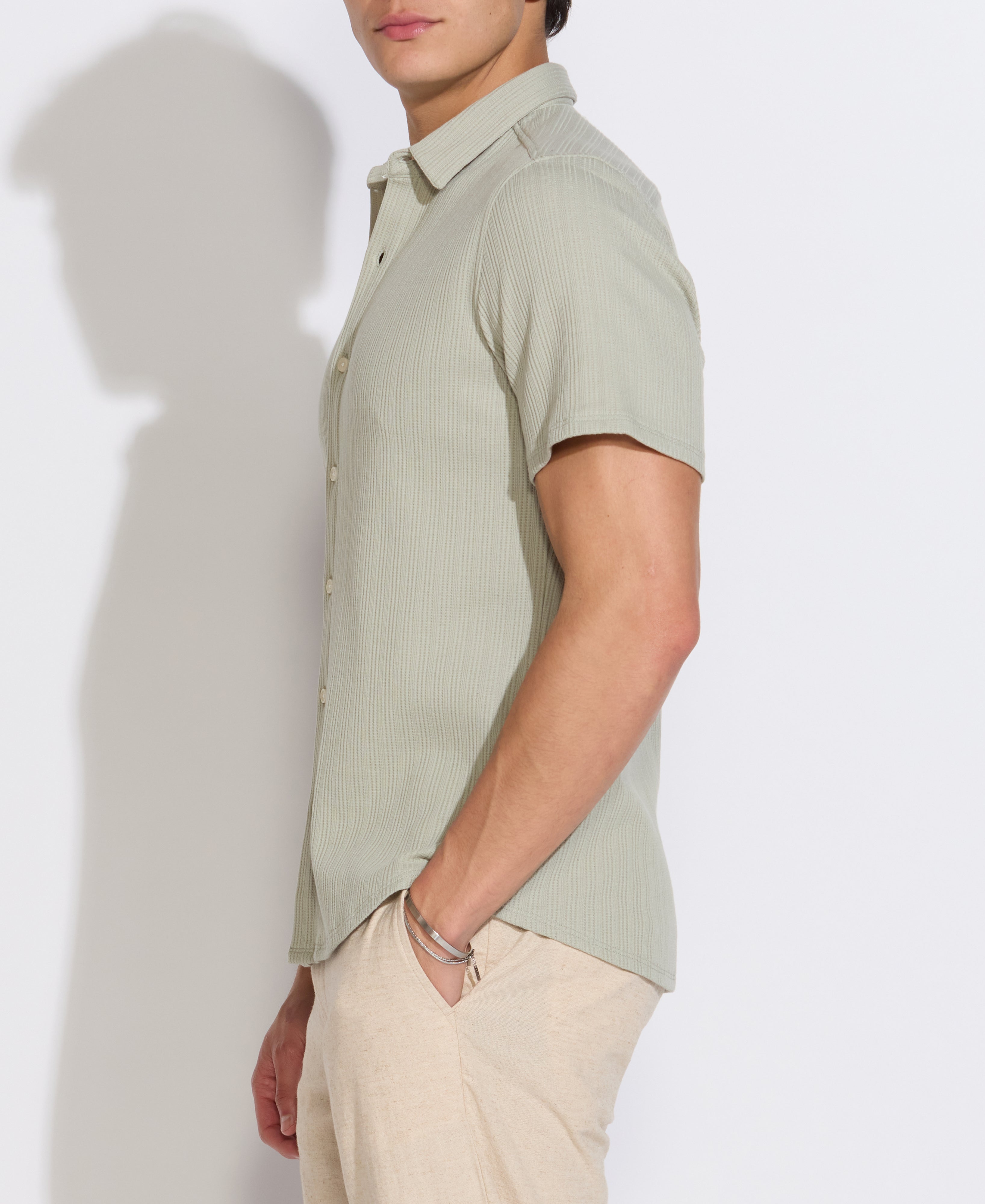 RANCHO | regular fit knit shirt | sage