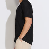 BRAGA | relaxed fit textured knit resort shirt | black
