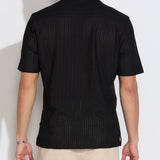 BRAGA | relaxed fit textured knit resort shirt | black