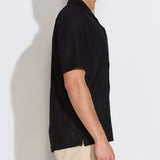 BRAGA | relaxed fit textured knit resort shirt | black