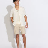 BRAGA | relaxed fit textured knit resort shirt | cream