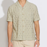 WAKE | relaxed fit eyelet knit resort shirt | light olive