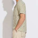 WAKE | relaxed fit eyelet knit resort shirt | light olive