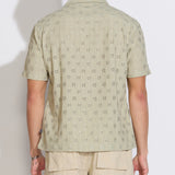 WAKE | relaxed fit eyelet knit resort shirt | light olive