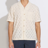 WAKE | relaxed fit eyelet knit resort shirt | natural