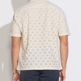 WAKE | relaxed fit eyelet knit resort shirt | natural