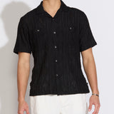 ZACATECAS | relaxed fit jacquard knit resort shirt | black