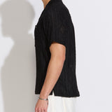 ZACATECAS | relaxed fit jacquard knit resort shirt | black